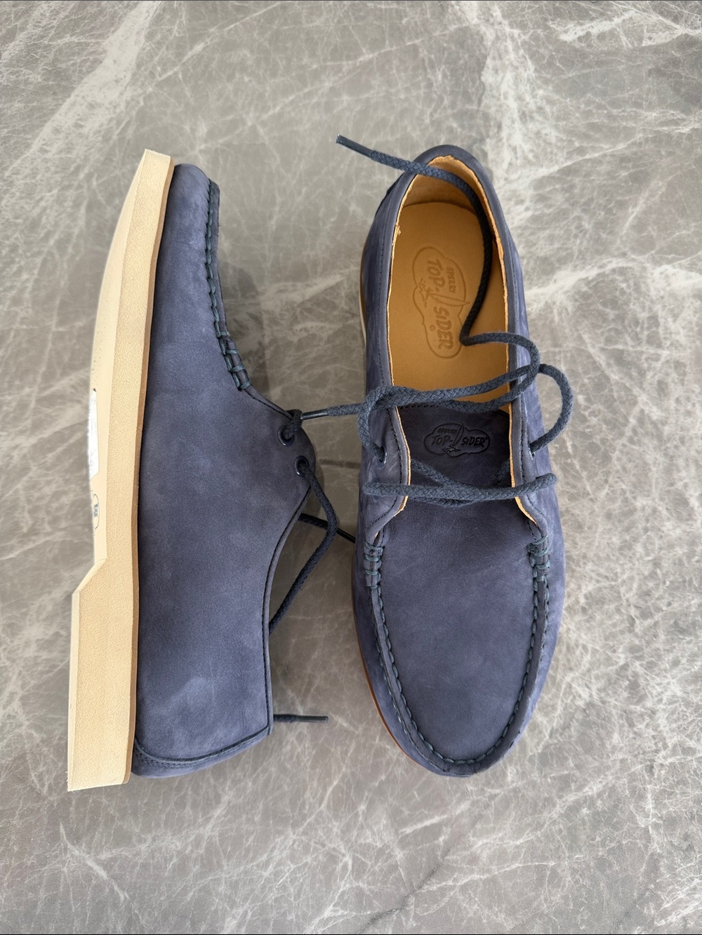Sperry Navy Suede Boat Shoes with Crepe Sole